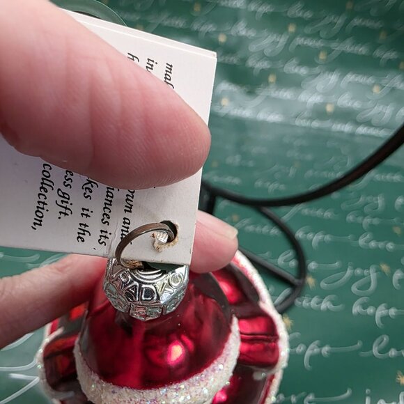 RADKO Santa Glass Christmas Ornament Roly Poly Round Red White 4.5” W Tag - Picture 7 of 8